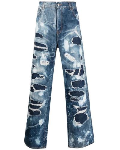 John Richmond Weite jeans aus 100% baumwolle, used-effekt - Blau