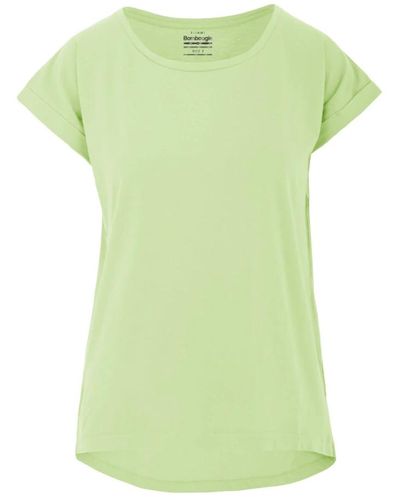 Bomboogie Camiseta de manga corta con cuello redondo y vueltas - Verde