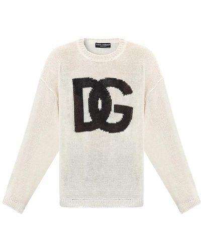 Dolce & Gabbana Knitwear > round-neck knitwear - Blanc