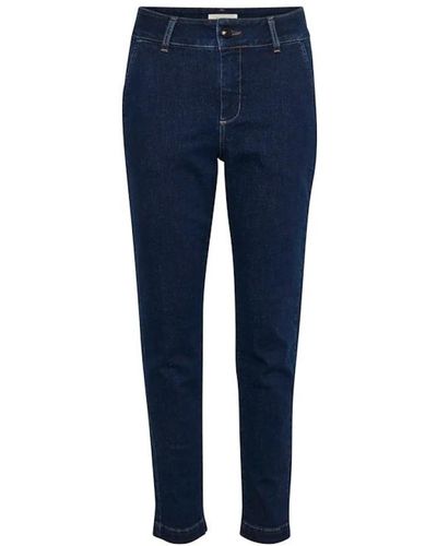 Part Two Jeans in denim scuro senza tempo con vestibilità casual e lunghezza alla caviglia - Blu