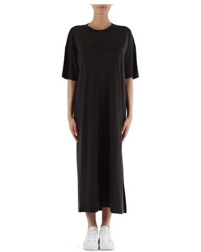 Calvin Klein Oversized langes kleid aus modalmix - Schwarz