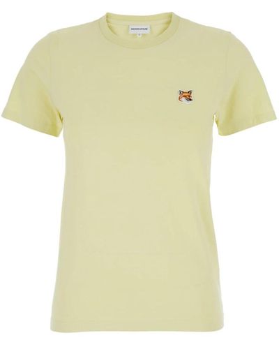 Maison Kitsuné Mutiger fuchskopf patch t-shirt - Gelb