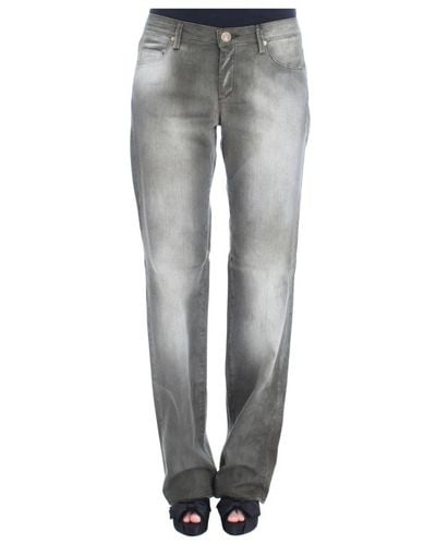 Ermanno Scervino Gray cotton blend loose fit boyfriend jeans - Gris