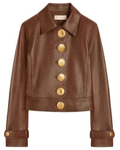 Tory Burch Leather Jackets - Brown