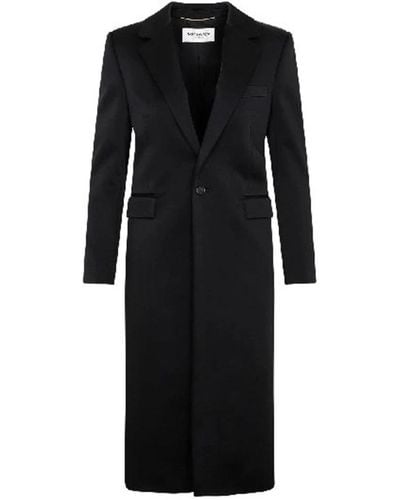 Saint Laurent Single-Breasted Coats - Black