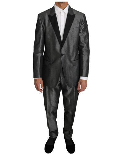 Dolce & Gabbana Grau gemusterter MARTINI 2-teiliger Anzug - Schwarz