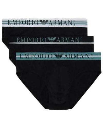Emporio Armani Pacco slip in cotone a fascia mista - Nero