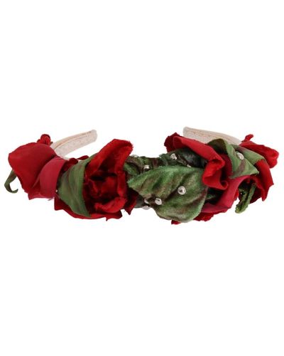 Dolce & Gabbana Bunte blumen rosen perlen tiara diadem - Rot