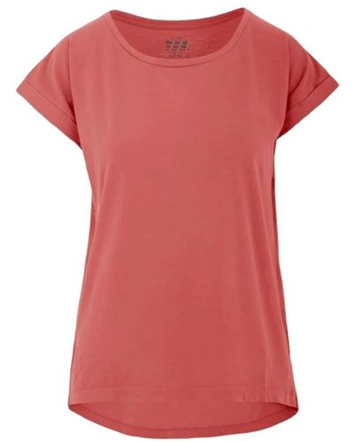Bomboogie T-shirt in lino corallo a mezza manica - Rosa