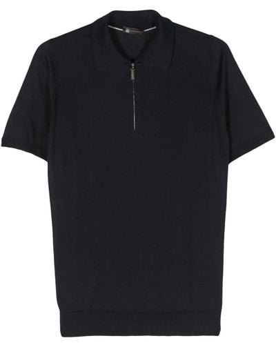 Colombo Luxuriöses seiden polo shirt - Schwarz