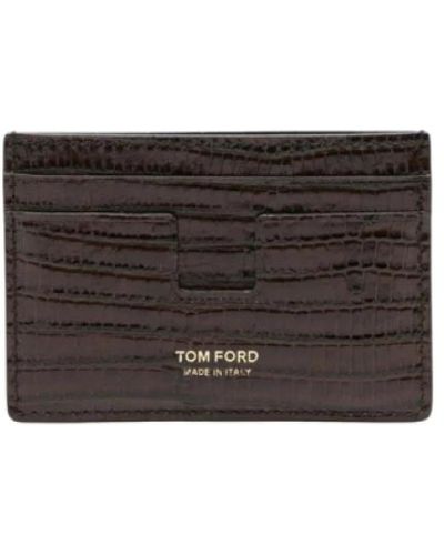 Tom Ford Lederkartenhalter mit echsenoptik - Braun