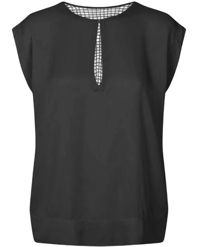 Rabens Saloner Elegante schwarze rosalyn bluse mit spitzen-detail