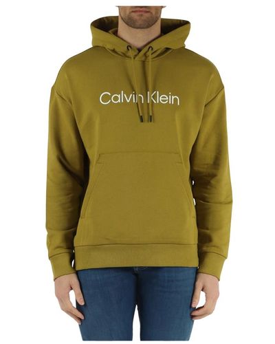Calvin Klein Felpa in cotone con cappuccio e logo - Verde
