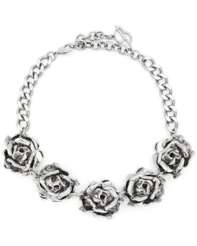 Blumarine Exquisites choker-halskette mit rosen-detail - Mettallic