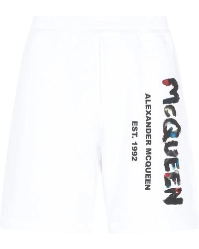 Alexander McQueen Weiße logo baumwoll shorts ss23