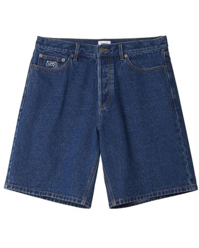 Obey Shorts in denim larghi per uomo - Blu