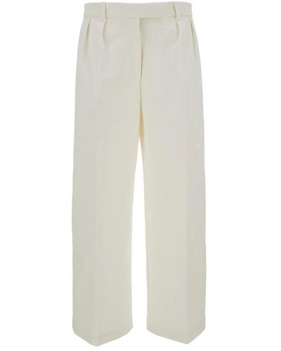 Thom Browne Pantaloni in twill di cotone a vestibilità ampia e pieghe - Bianco