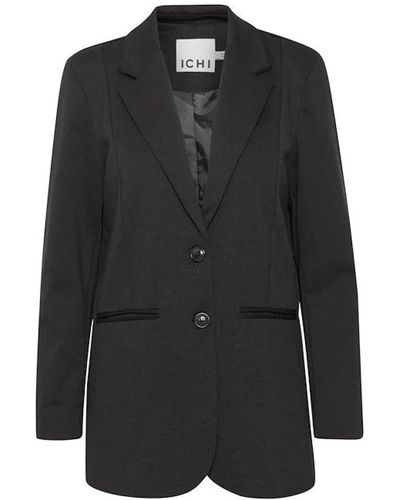 Ichi Elegante blazer oversize con escote en v y botones - Negro
