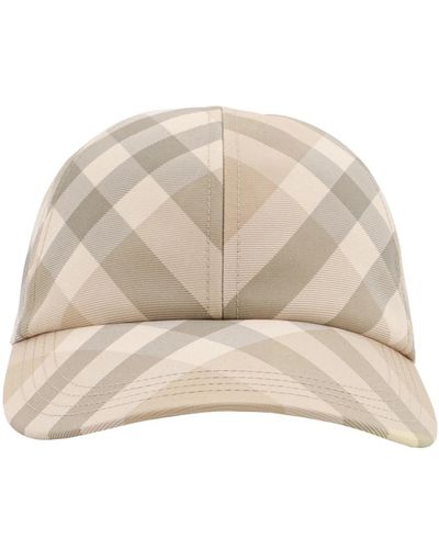 Burberry Check baseball cap aus beigem nylon,verstellbare check motif mütze - Natur