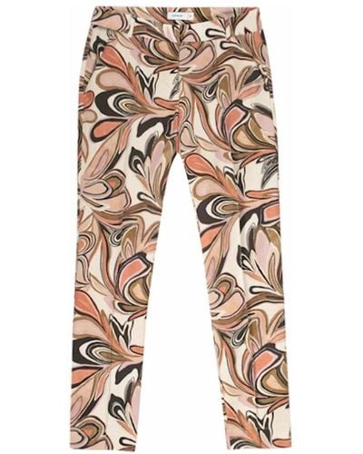 Summum Pantalones de cuero elegantes con diseño floral - Neutro