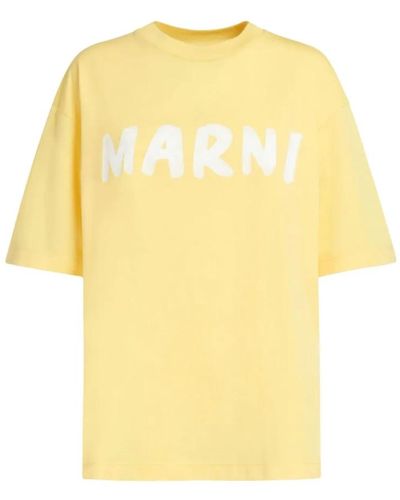 Marni Camisetas y polos amarillos logo estampado