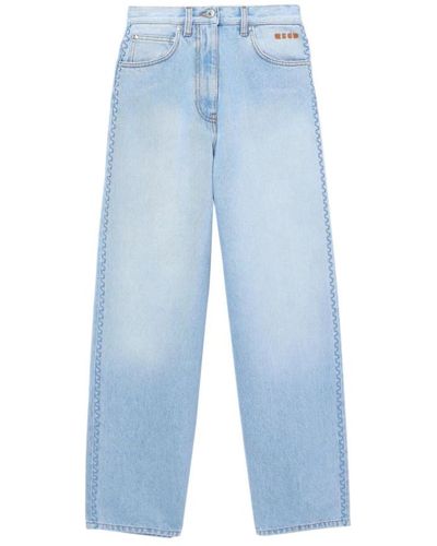 MSGM Jeans denim chiaro ricamati - Blu