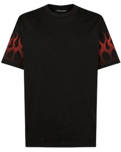 Vision Of Super Schwarzes t-shirt mit roten flammen,polo t-shirt kombination