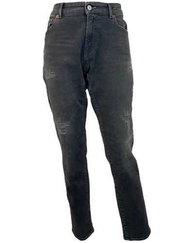 Denham Zerstörte schwarze girlfriend fit jeans - Blau