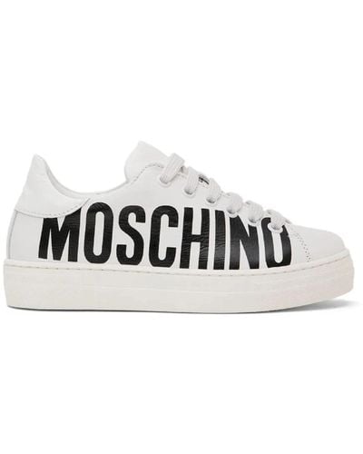 Moschino Weiße leder sneakers mit gedrucktem logo - Schwarz