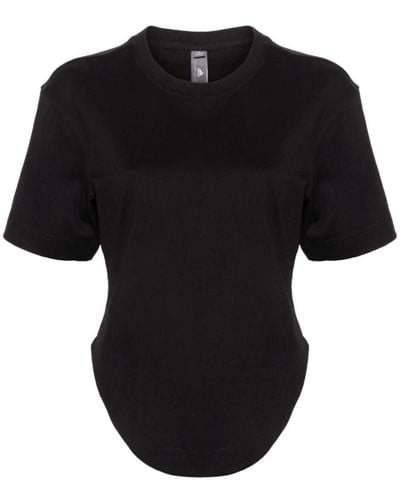 adidas By Stella McCartney Schwarzes t-shirt aus bio-baumwolle mit logo-print