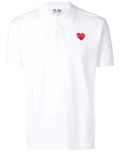 COMME DES GARÇONS PLAY Es Logo Baumwoll-Poloshirt - Weiß