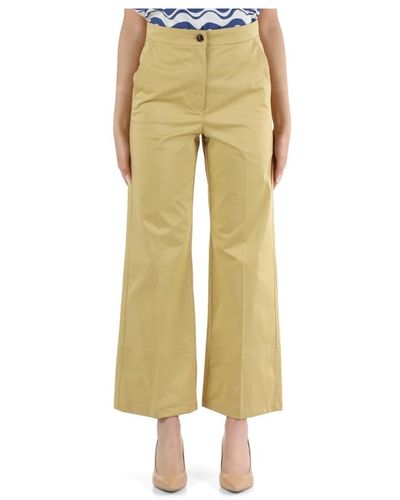Marella Pantalones de algodón elástico estilo nabis - Amarillo