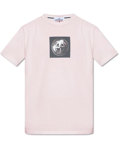 Stone Island T-shirt mit logo-druck - Pink