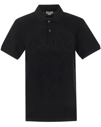 Alexander McQueen Stilvolles Seal Logo Polo Shirt - Schwarz