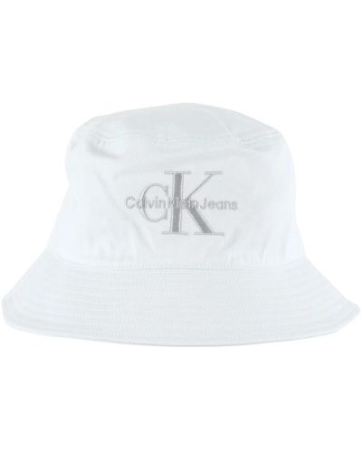 Calvin Klein Baumwoll-fischerhut mit frontlogo-stickerei - Weiß