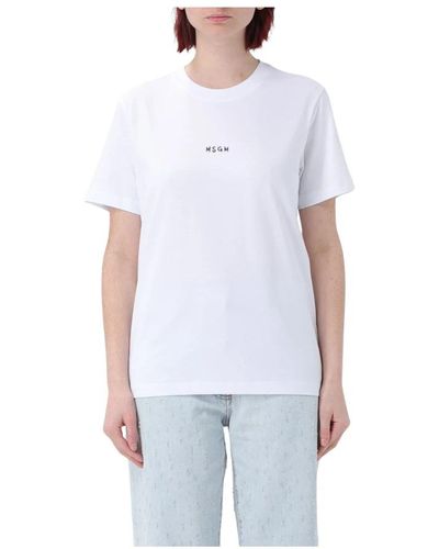 MSGM Weißes t-shirt mit frontlogo-druck