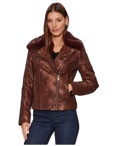 Guess Jackets > leather jackets - Marron
