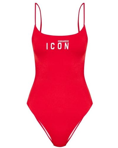 DSquared² Einteiliger Badeanzug mit Schulterriemen - Rot
