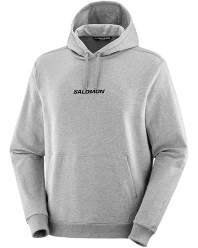 Salomon Heather grey logo pull over hoody - Grigio