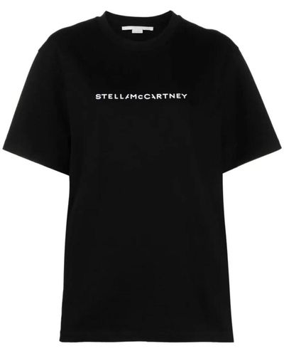 Stella McCartney Schwarzes t-shirt mit logo-print,schwarze t-shirts und polos aus bio-baumwolle