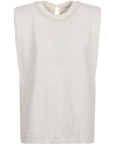 Golden Goose Ärmelloses t-shirt mit perlenstickerei - Weiß