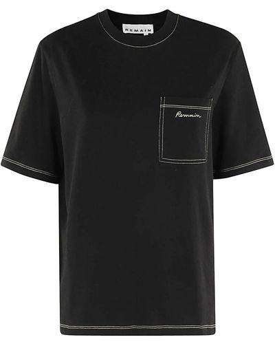 REMAIN Birger Christensen Camiseta elegante con costuras de contraste - Negro