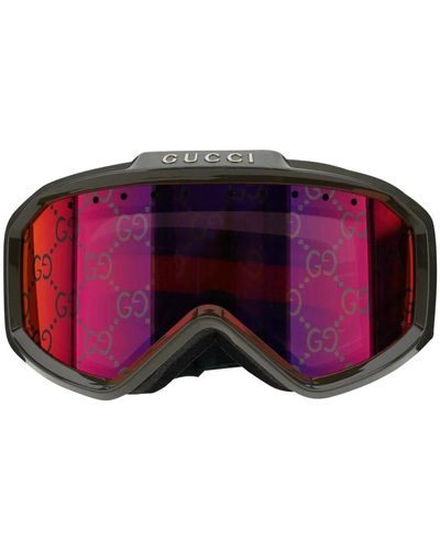 Gucci Ski-maske sonnenbrille mit verspiegelten gläsern - Rot