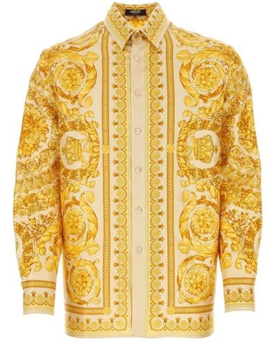 Versace Bedrucktes satinshirt - Gelb