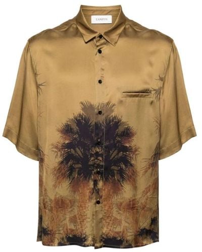 Laneus Grünes hemd mit palmenbaumdruck