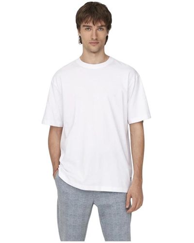 Only & Sons Entspanntes t-shirt mit kurzen ärmeln für männer - Weiß