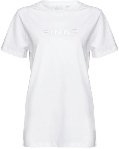 Pinko Weiße t-shirts und polos mit logo-stickerei