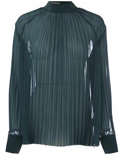 Kocca Elegante Plissee-Bluse mit ausgestelltem Schnitt - Grün