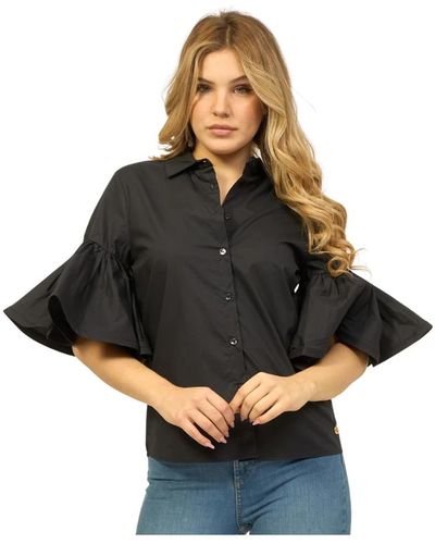 Yes-Zee Camisa negra algodón manga corta - Negro