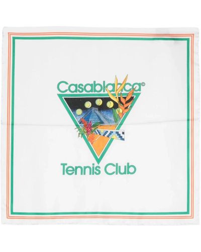 Casablancabrand Foulard in seta con logo tennis club icon - Blu